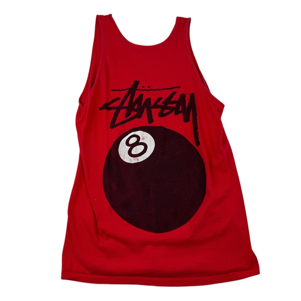 Vintage Rare Stussy 8 Ball Bro Tank Top Red Distressed Medium M Vtg